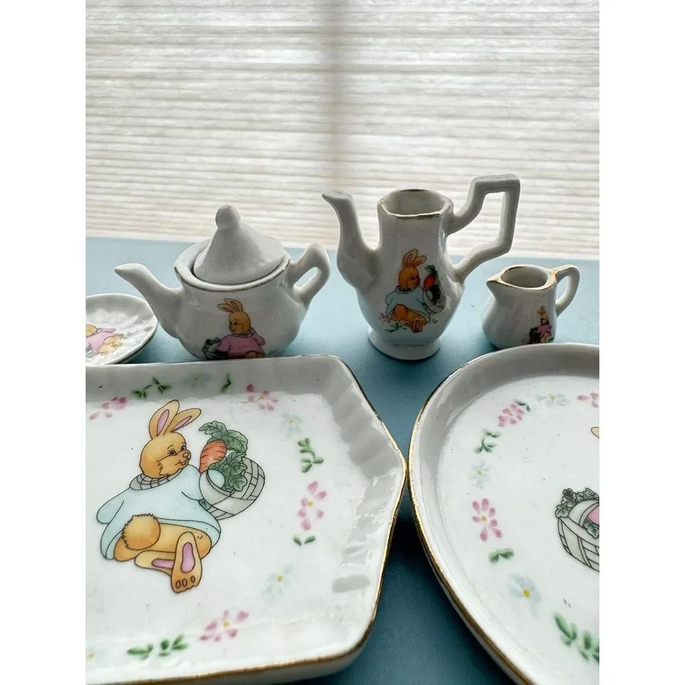 Vintage Easter Bunny Espresso Tea Cups &‎ Saucer Plates Replacement pieces